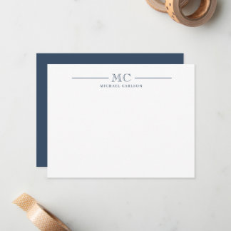 Classic Monogram Stationery Men Note Card