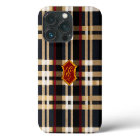 Classic Monogram Stylish Plaid Black Red & Beige