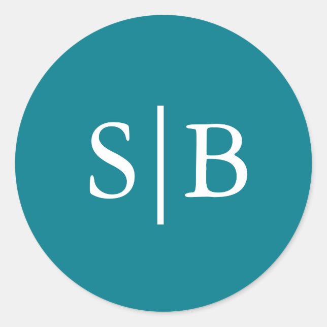 Classic Monogram Teal Wedding Envelope Seal (Front)
