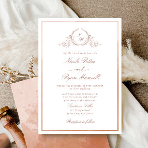 Classic Monogram Terracotta Watercolor Wedding Invitation