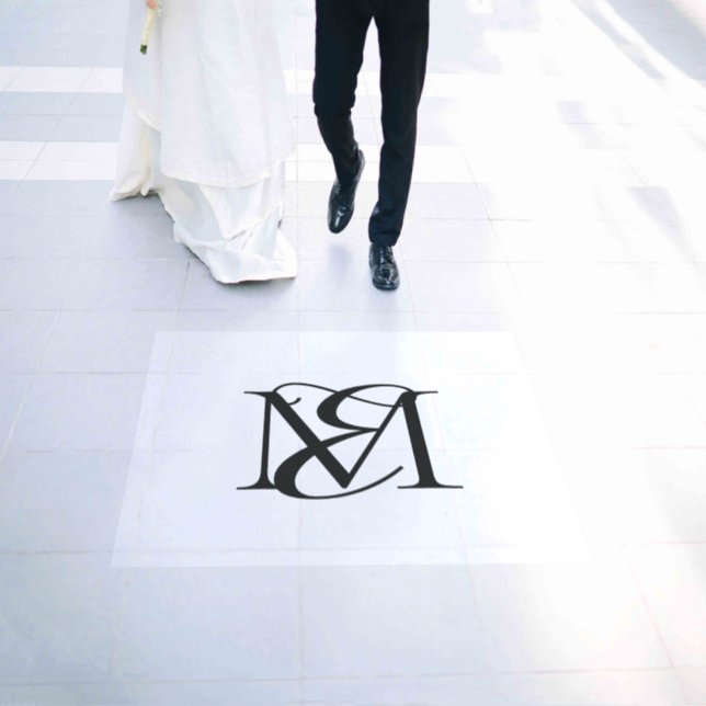 Classic Monogram Traditional Calligraphy Wedding Floor Decals (Wedding)