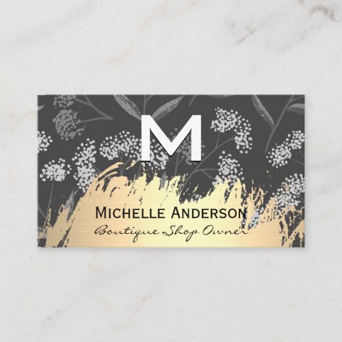 Classic Monogram Trendy Floral Pattern Business Card