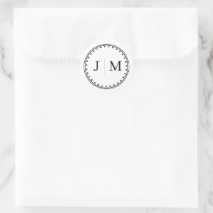 Classic Monogram Wedding Border line Round Sticker