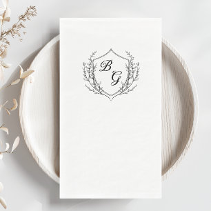 Classic monogram wedding crest black and white paper guest towels