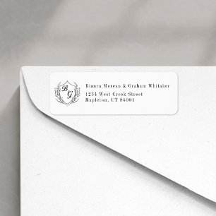 Classic monogram wedding crest return address label