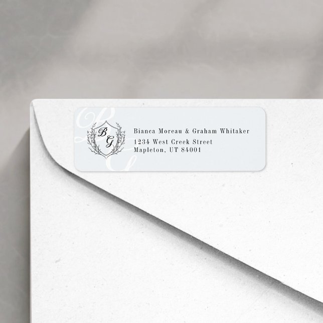 Classic Monogram Wedding Crest Return Address Label (Creator Uploaded)