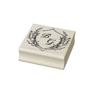 Classic monogram wedding crest rubber stamp