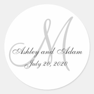 Classic Monogram Wedding Favor Sticker