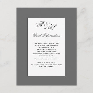 Classic Monogram Wedding Guest Information Card