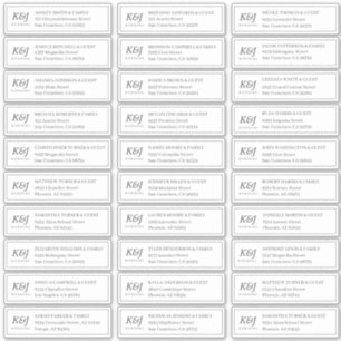 Classic Monogram Wedding Guest Names Address Sticker