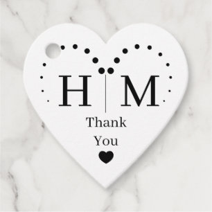Classic Monogram Wedding Heart Border Favor Tags
