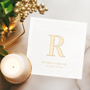 Classic Monogram Wedding Minimalist Gold Foil Napkins