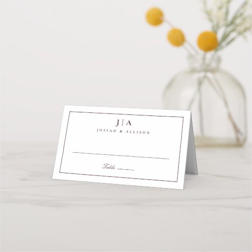 Classic Monogram Wedding Place Card