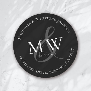 Classic Monogram Wedding Return Address Classic Round Sticker