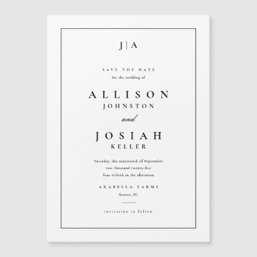 Classic Monogram Wedding Save The Date Magnetic Invitation