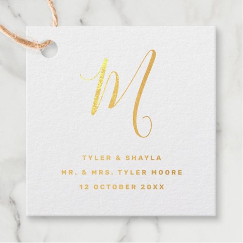 Classic monogram wedding thank you foil favor tags