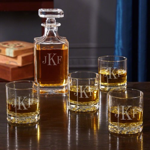 Classic Monogram Whiskey Glass Set and Decanter