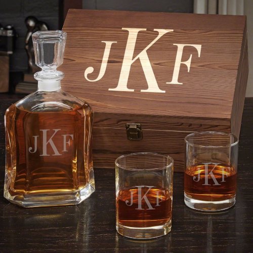 Classic Monogram Whiskey Glasses Set With Decanter