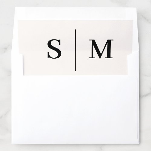 Classic Monogram White Ivory Wedding Envelope Liner