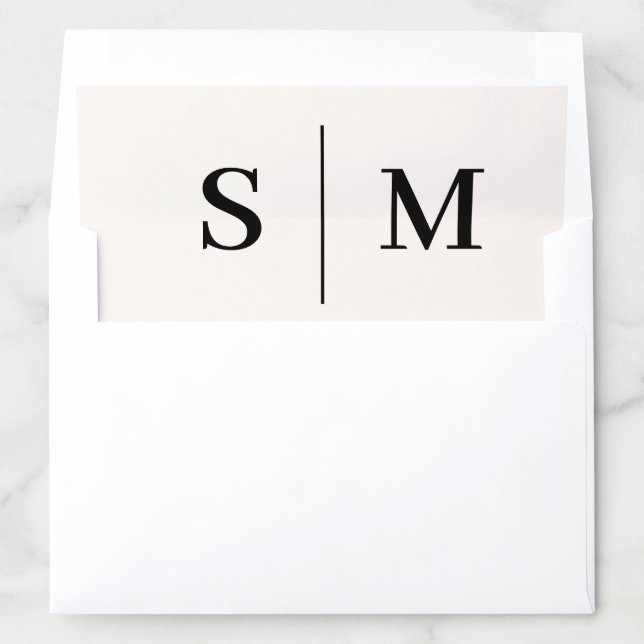 Classic Monogram White Ivory Wedding Envelope Liner (In Envelope)