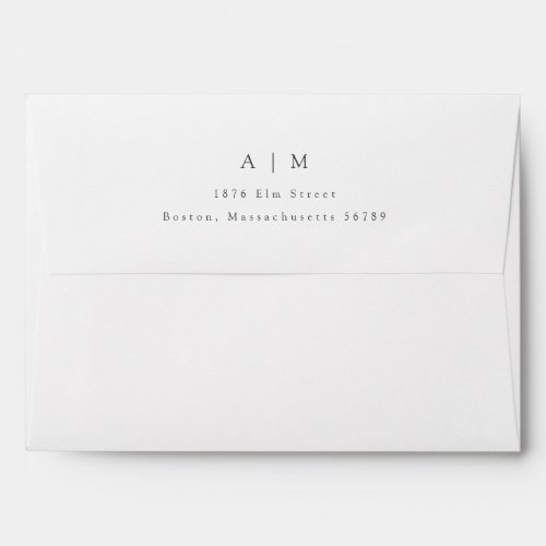 Classic Monogram White Return Address Wedding Envelope