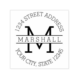 Return Address Rubber Stamps Zazzle Clic Monogram With Name And Return Address Self Inking Stamp