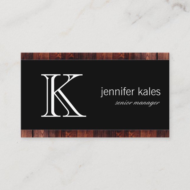 Classic Monogram Wood Business Card (Front)
