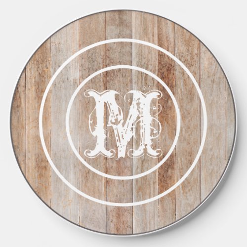 Classic Monogram Wood Look Distressed Wireless Charger