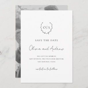 Classic Monogram Wreath Crest Elegant Wedding Save The Date