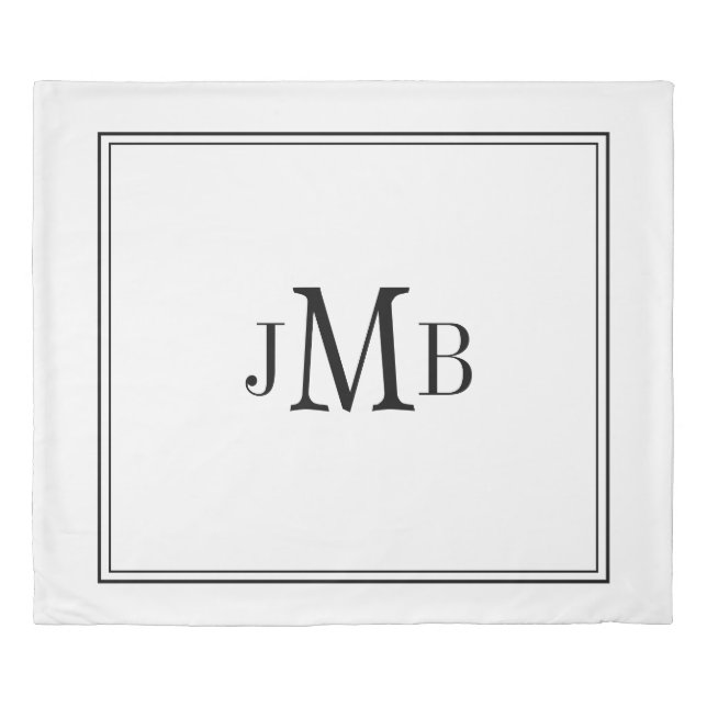 Classic, Monogrammed black and white Duvet Cover (Front)