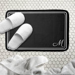 Classic Monogrammed Black And White Hotel Chic  Bath Mat at Zazzle