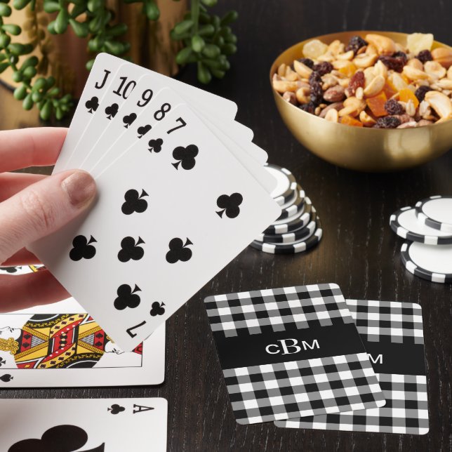 Classic Monogrammed Black and White Playing Cards (In Situ)