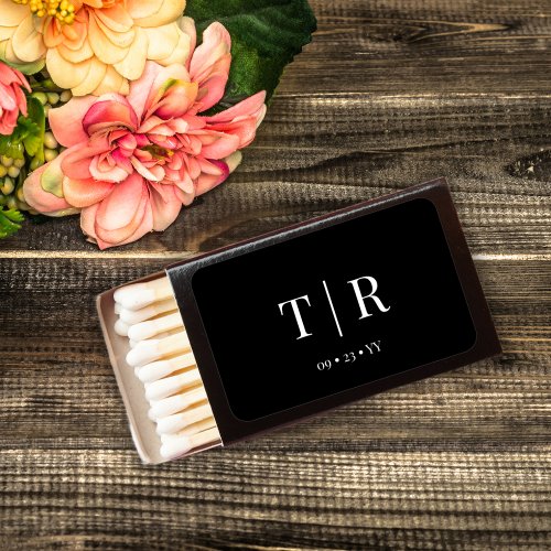 Classic Monogrammed Black and White Wedding  Matchboxes