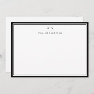 Classic Monogrammed Black White Stationery Note