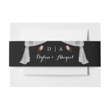 Classic Monogrammed Blk w/Rose Wedding Belly Band