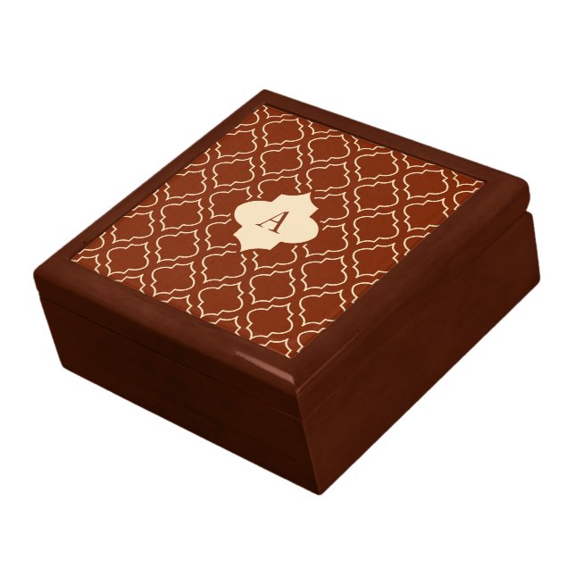 Classic Monogrammed Brown Jewelry Box (Side)