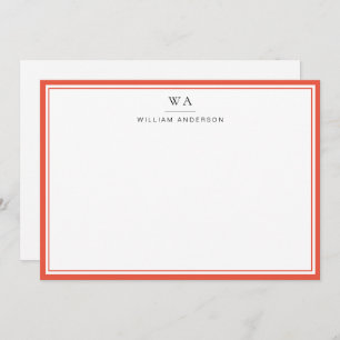 Classic Monogrammed Dark Orange Stationery Note