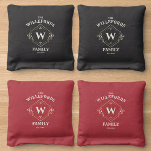 Classic Monogrammed Family Logo Cornhole Bags
