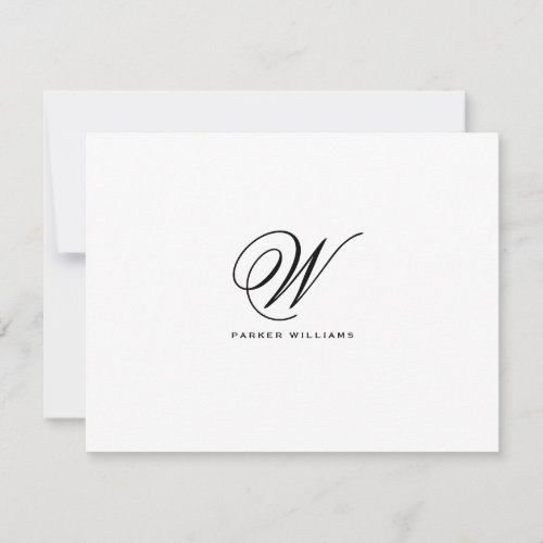 Classic Monogrammed formal Flat Thank You Card