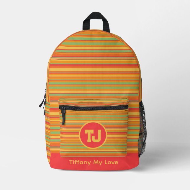 Classic Monogrammed Girly School Backpack (Front)