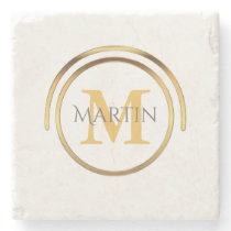 Classic Monogrammed Initial | Elegant Chic Gold Stone Coaster Classic Monogrammed Initial | Elegant Chic Gold Stone Coaster