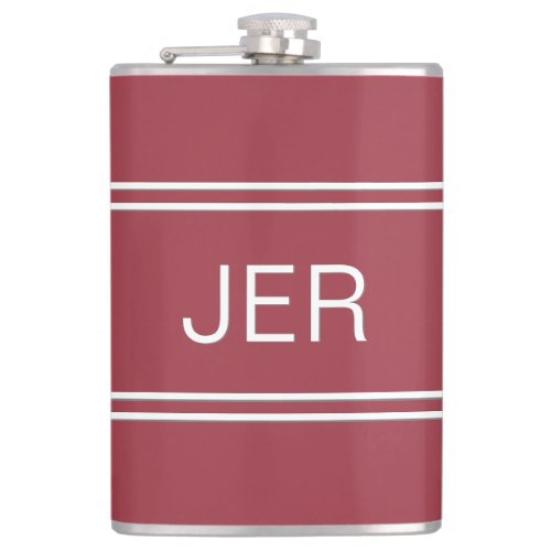 Classic Monogrammed Initials Drink Red For Him Flask