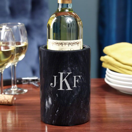 Classic Monogrammed Initials Marble Wine Chiller (Front)
