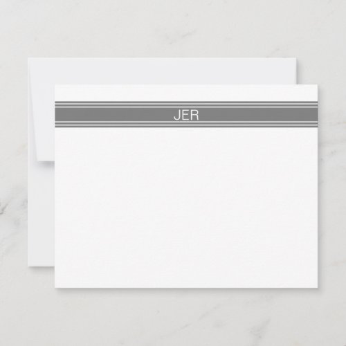 Classic Monogrammed Initials Modern Simple Gray Note Card