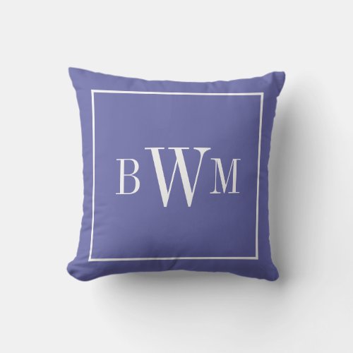 Classic Monogrammed Intials Blue Square Throw Pillow