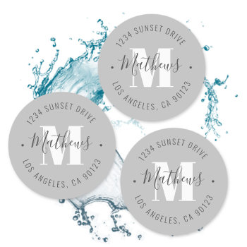 Classic Monogrammed Name/circular Text Waterproof Labels by simple_monograms at Zazzle