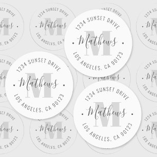 Classic Monogrammed Name/Circular Text Waterproof Labels