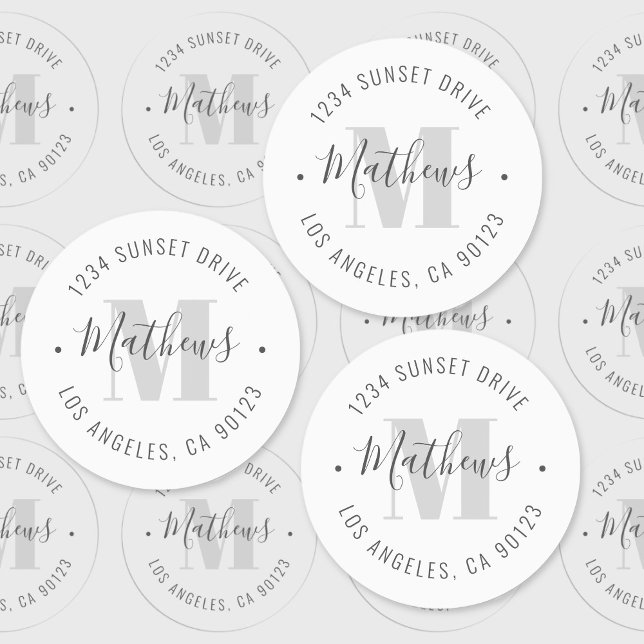 Classic Monogrammed Name/Circular Text Waterproof Labels (Creator Uploaded)