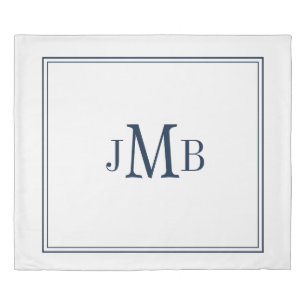 Classic, Monogrammed navy and white Duvet Cover