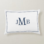 Classic, Monogrammed Navy & white Nautical Accent Pillow<br><div class="desc">Classic,  elegant,  monogrammed Initials accent throw pillow.</div>